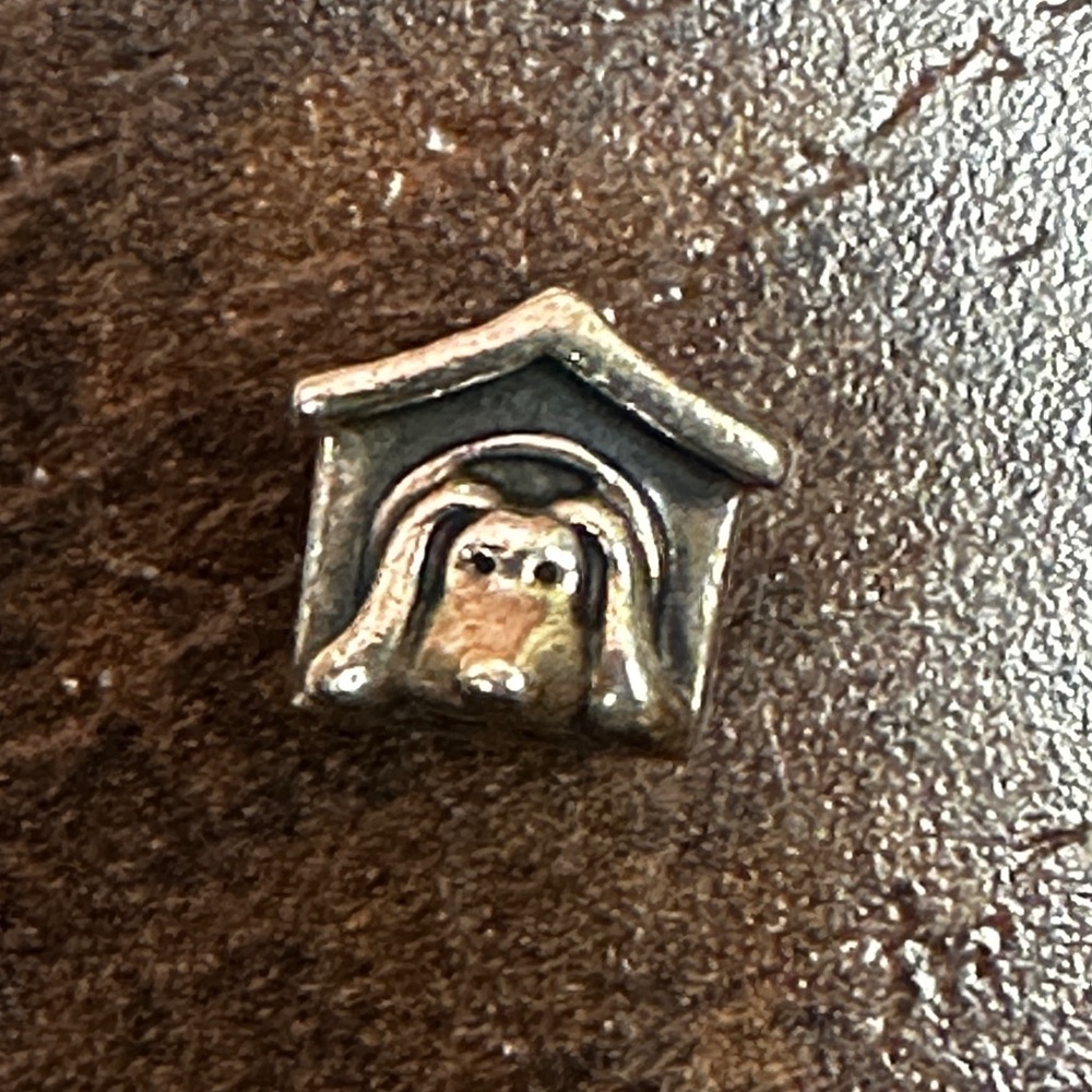 Pandora .925 sterling silver dog in a doghouse charm with red heart ALE charm